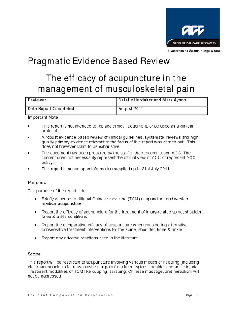 Acupuncture Musculoskeletal Review PDF Acupuncture Low Back Pain