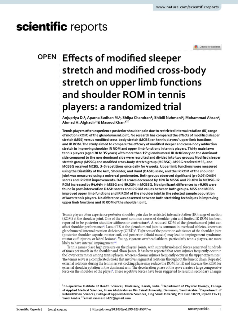 Effects of Modified Sleeper Stretch and Modified Cross Body Stretch On ...