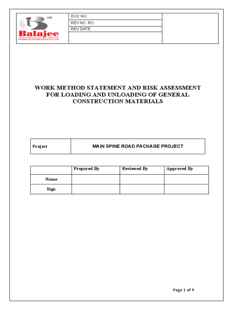 MS For Loading and Unloading of General Construction Materials. | PDF