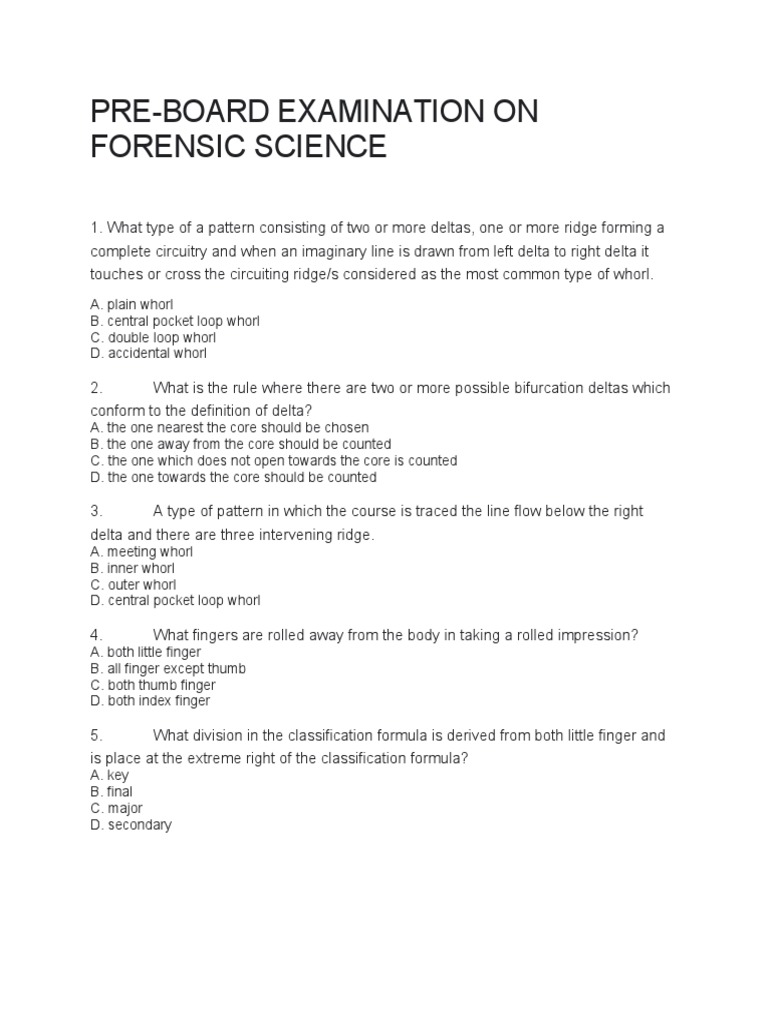 Forensic Science Pre-Board Exam Review | PDF | Forensic Science | Gun ...