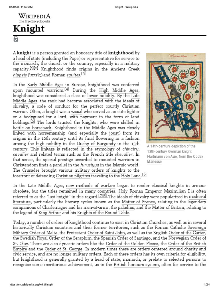 Knight Wikipedia Pdf Knight Sir