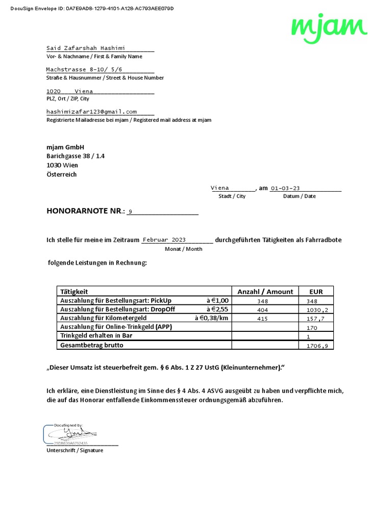Honorarnote Template New Comp v1.04 | PDF