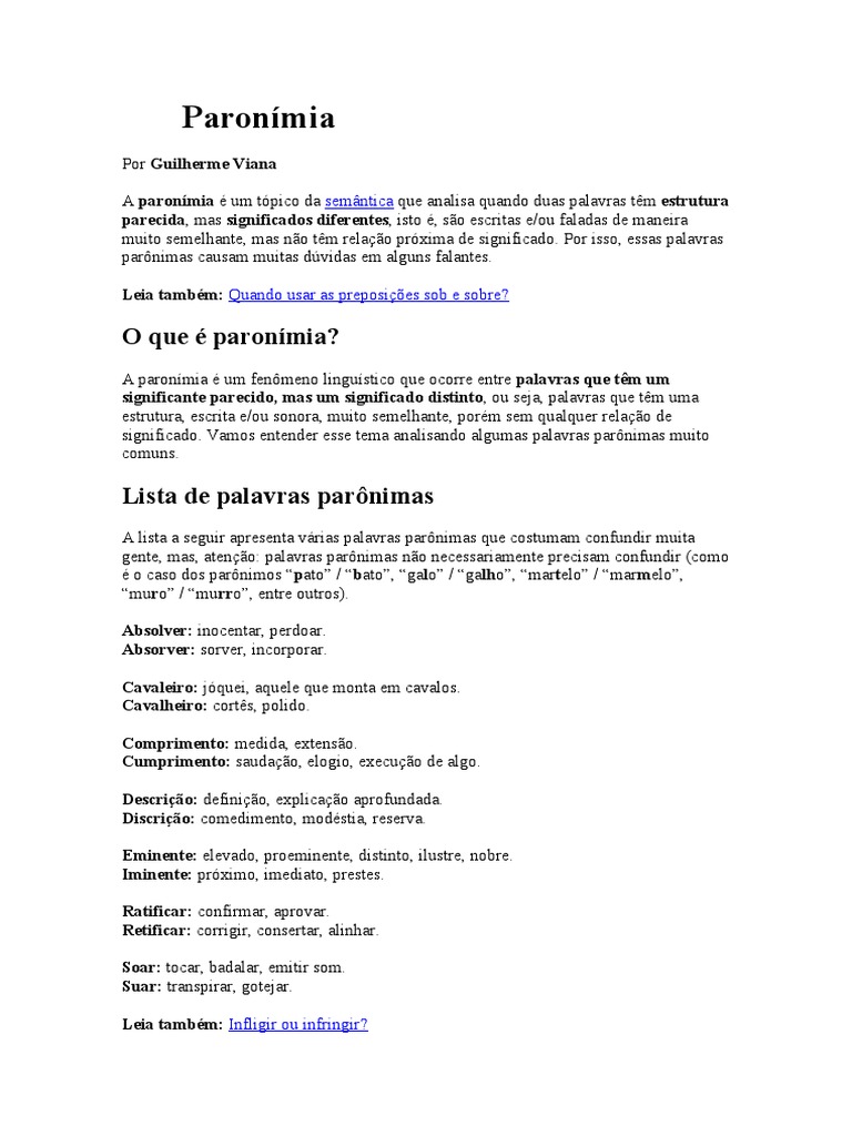 Paronímia | PDF