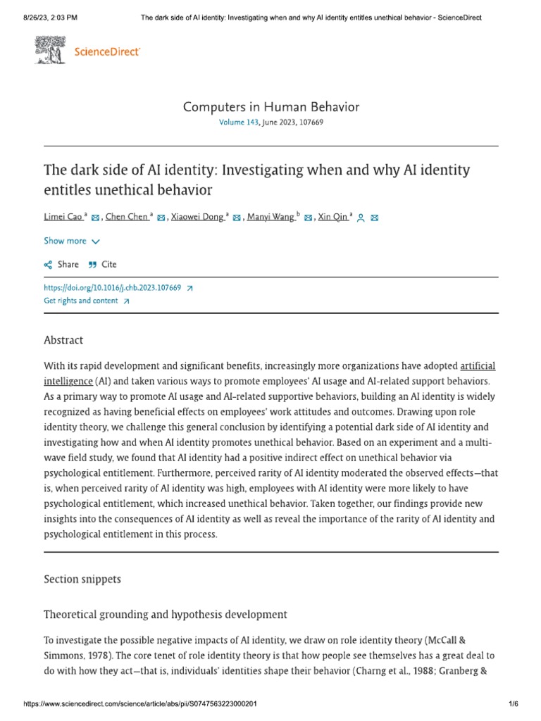 The Dark Side of AI Identity | PDF