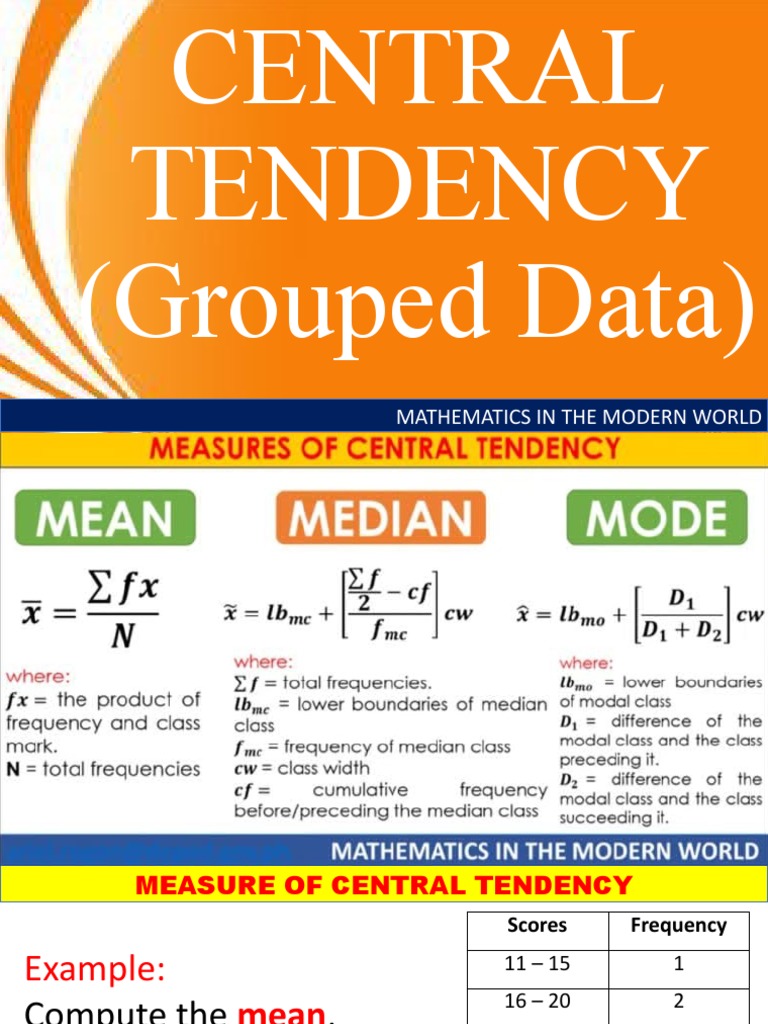 Measure of Central Tendency Grouped Data | PDF