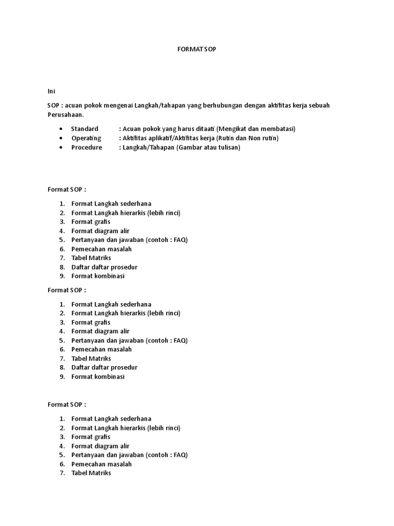 Format Standar Operasional Prosedur | PDF