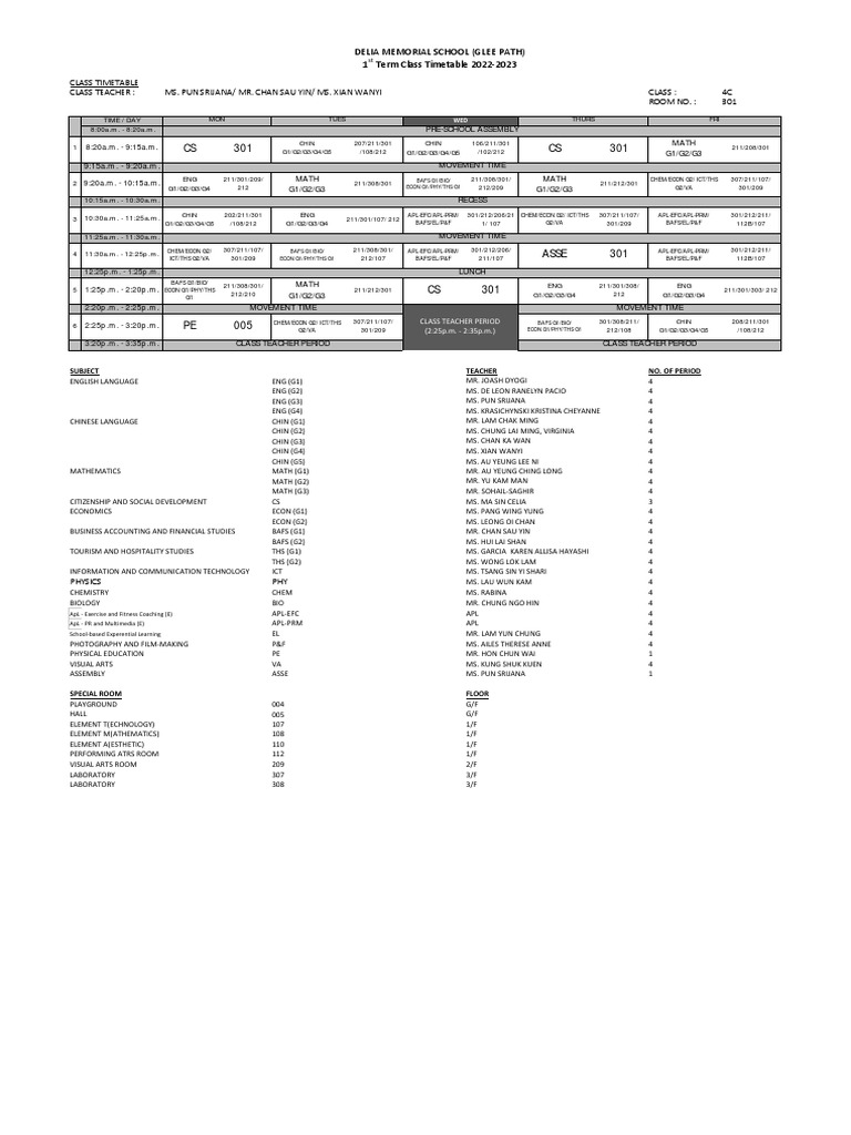 Delia memorial school glee path 1 term class timetable 2022 2023 pdf