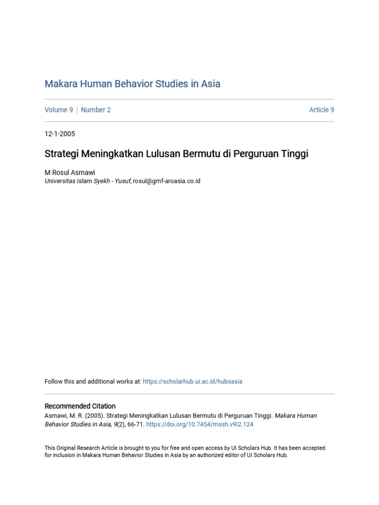 Strategi Meningkatkan Lulusan Bermutu Di Perguruan Tinggi Pdf