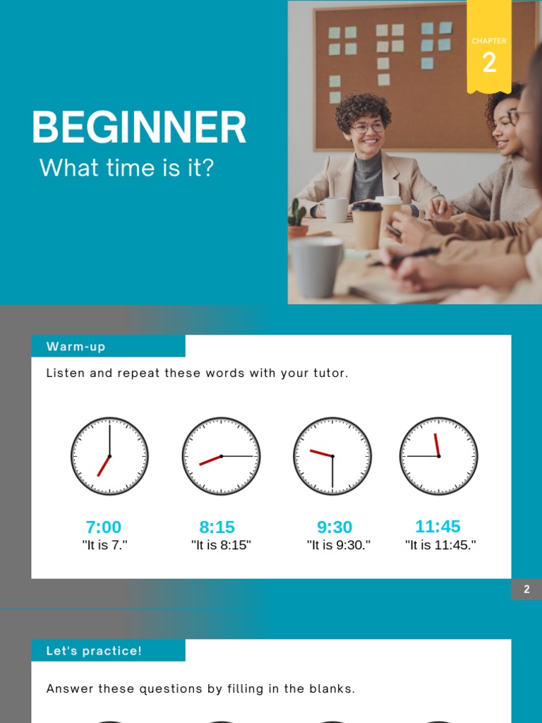 Time-Telling Practice for Beginners | PDF