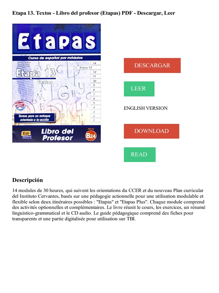 Etapa 13. Textos - Libro Del Profesor (Etapas) PDF - Descargar, Leer ...