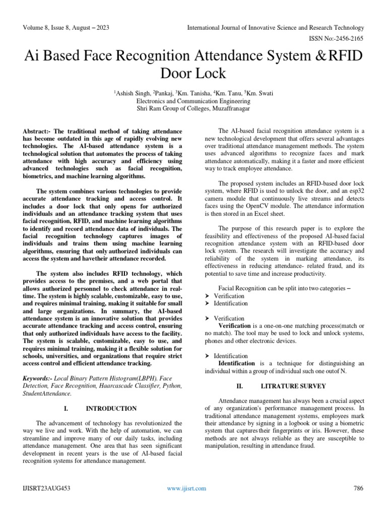 Ai Based Face Recognition Attendance System &RFID Door Lock Circuit Diagram