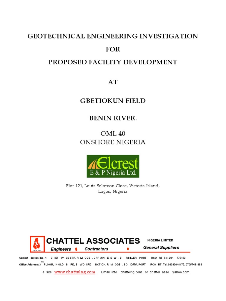 Geotechnical Investigation for Gbetiokun Field | PDF