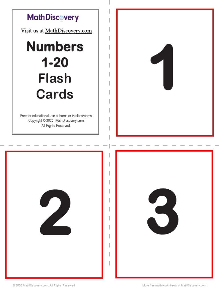 Printable Numbers 1 20 Flashcards F | PDF | Business | Art for Free Printable Numbers 1 20