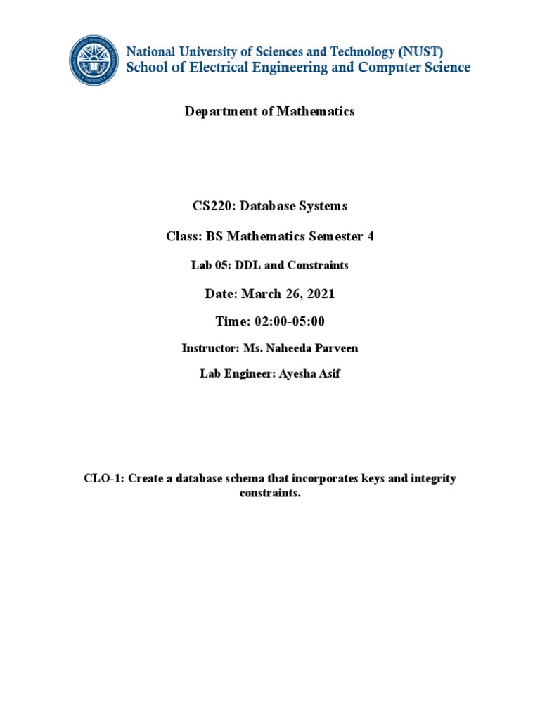 Lab 05 DB | PDF | Teaching Methods & Materials