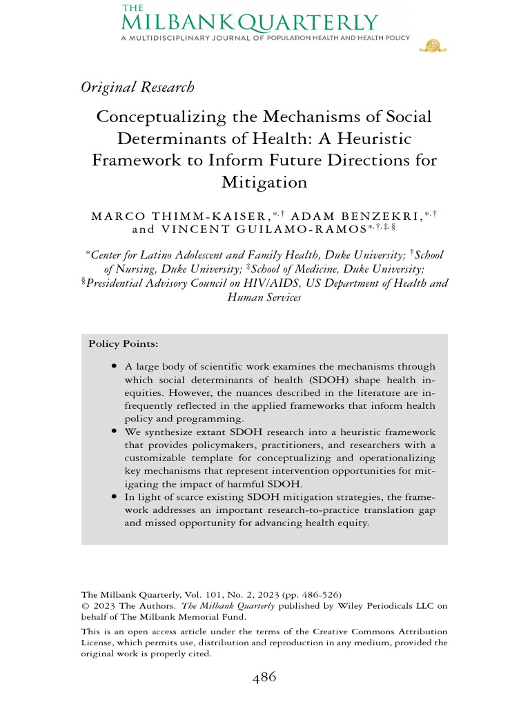 Milbank Quarterly 2023 THIMM KAISER Conceptualizing The