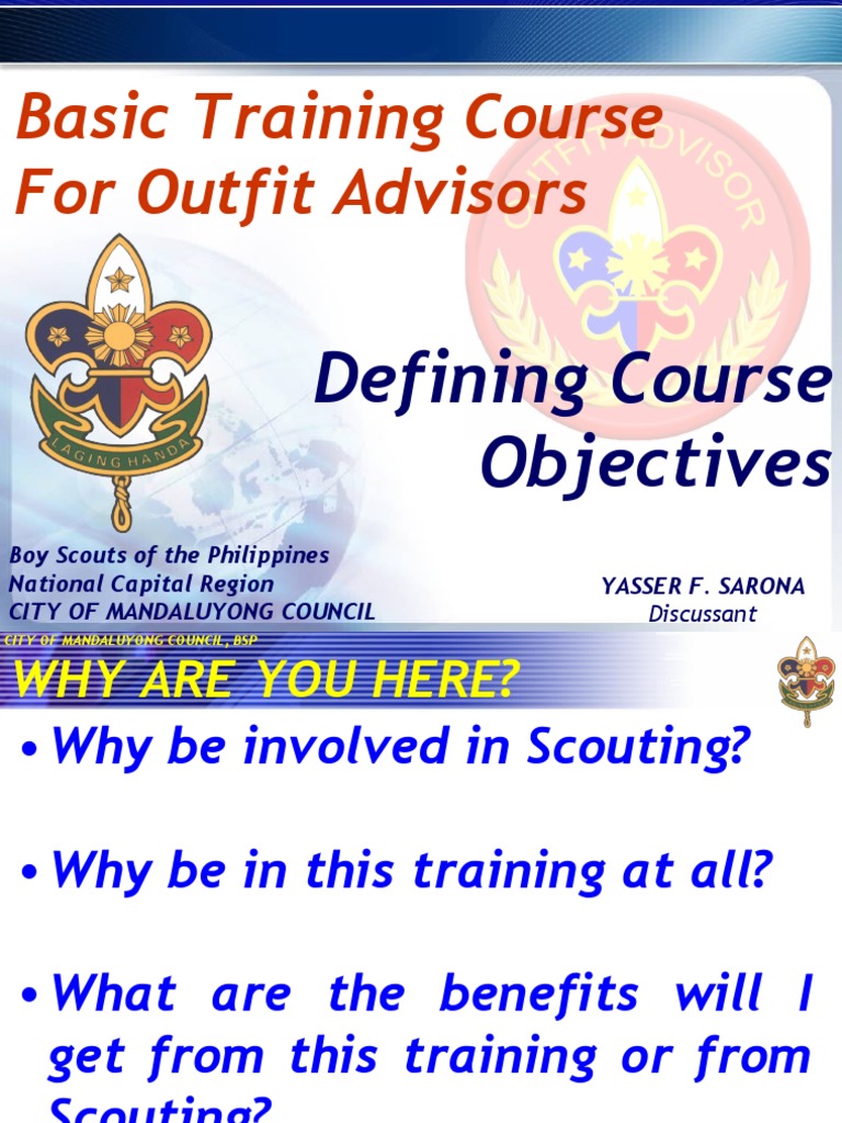 Session 1 - Defining Course Objectives - Outfit | PDF