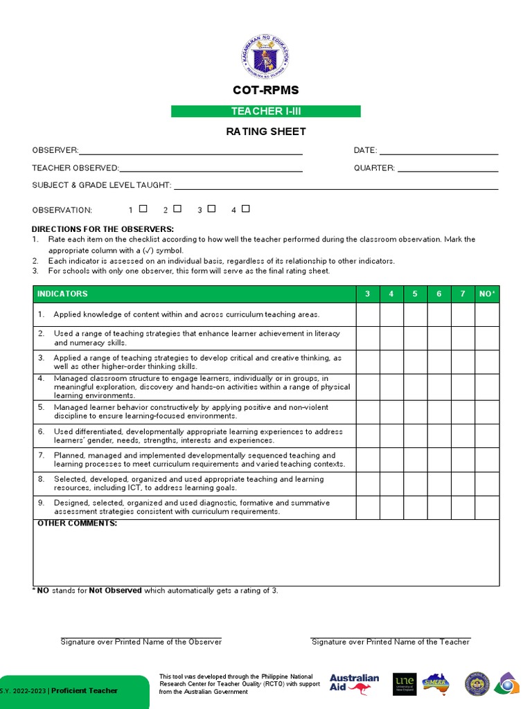 COT Form 2023 Editable PDF