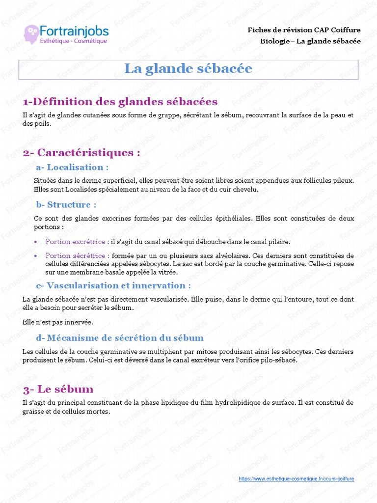 Glandes sébacées rôle et fonctionnement PDF — free download