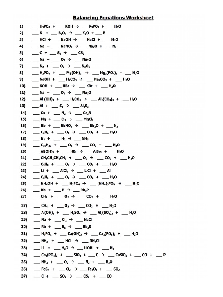 Balancing Chemical Equations | PDF