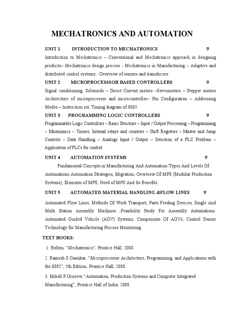 Mechatronics & Automation | PDF