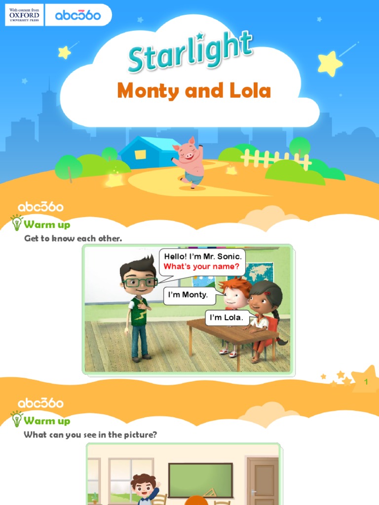 Teenager English Starlight 1 Unit 1 Lesson 1 Starter Monty and Lola | PDF