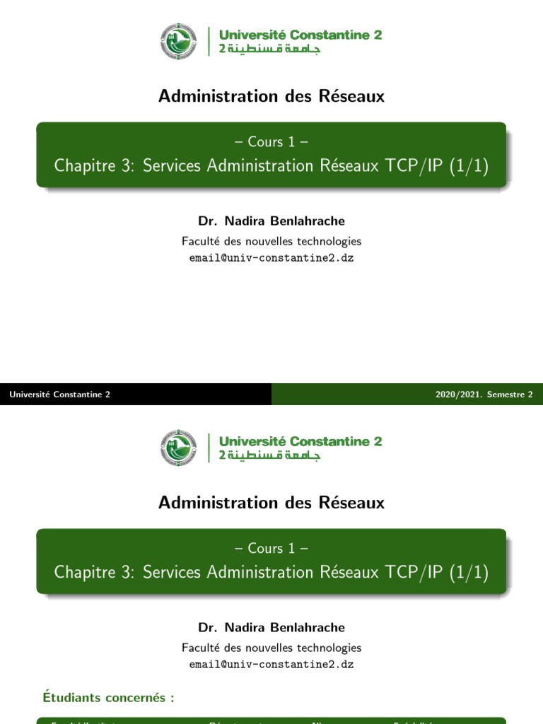 Chap3 Cours | PDF | Transmission des données | Protocoles Internet