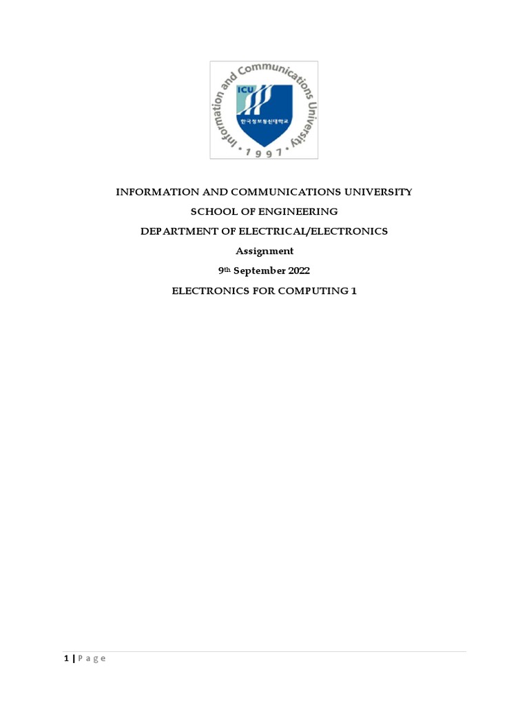 500.electronics For Computing 1 Assignment J | PDF | Boolean Algebra ...