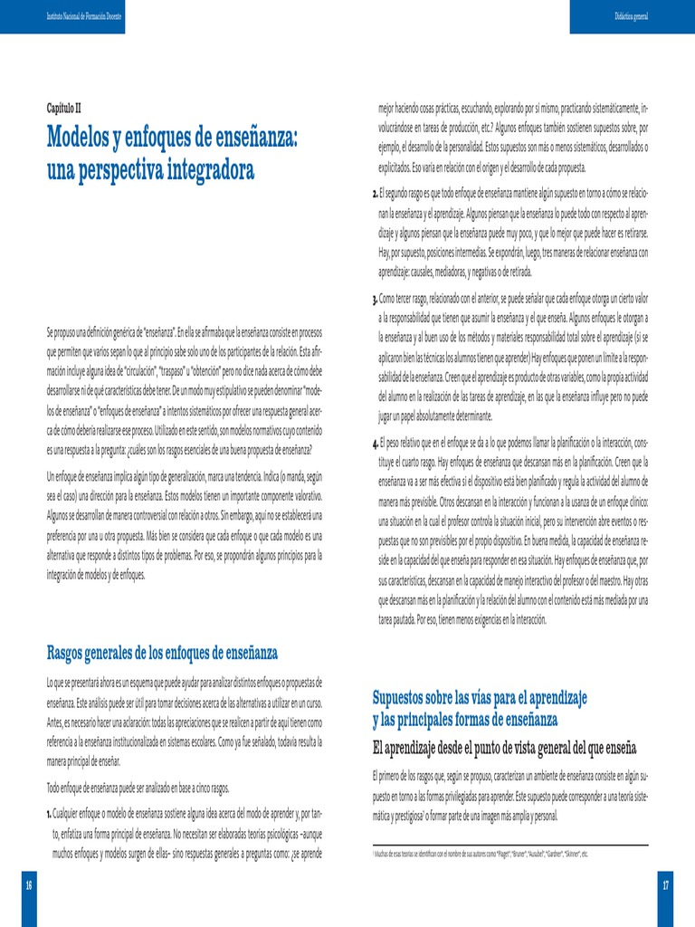 Modelos y enfoques de enseñanza Feldman | PDF