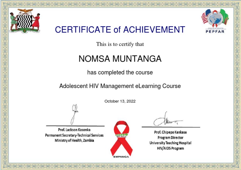 ADOHIV - Adolescent HIV Management Certificate | PDF