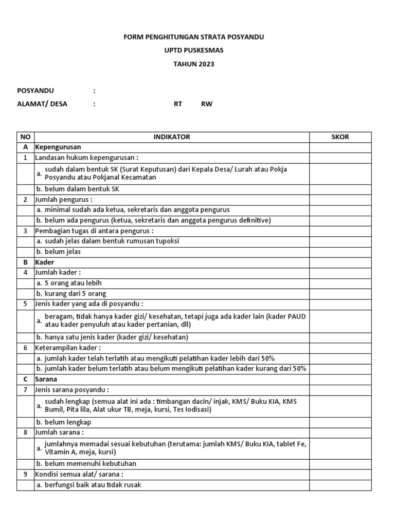 Penilaian Strata Posyandu 2023 | PDF
