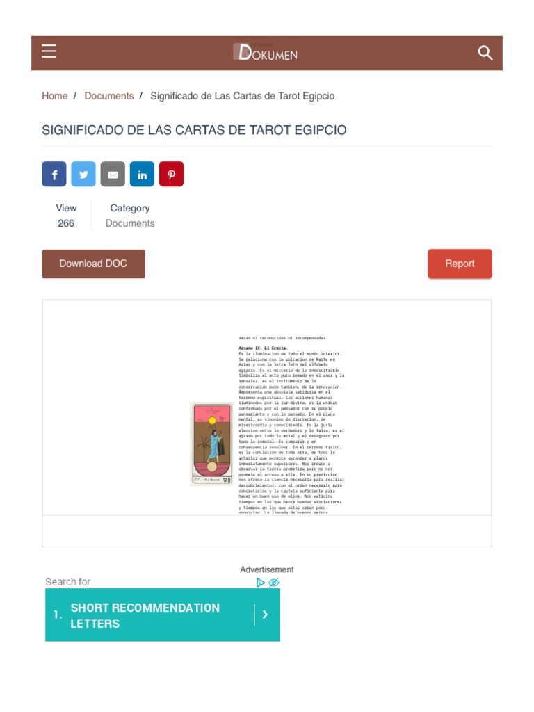(DOC) Significado de Las Cartas de Tarot Egipcio - DOKUMEN - Tips | PDF