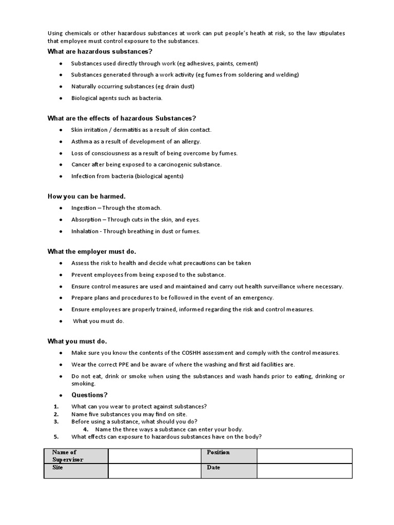Hazardous Substances Safety Guide | PDF