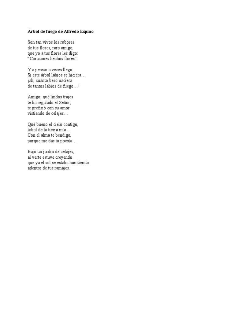 Árbol de Fuego de Alfredo Espino PDF Sustantivo Adjetivo