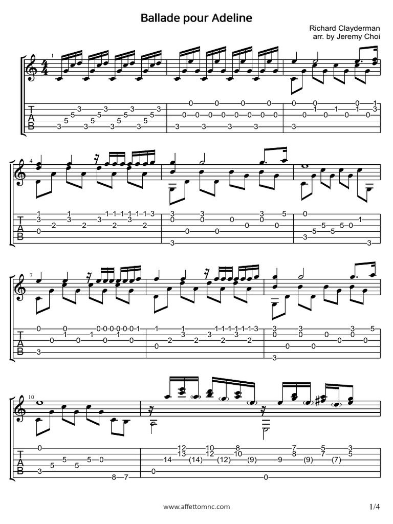 Tab Ballade Pour Adeline | PDF