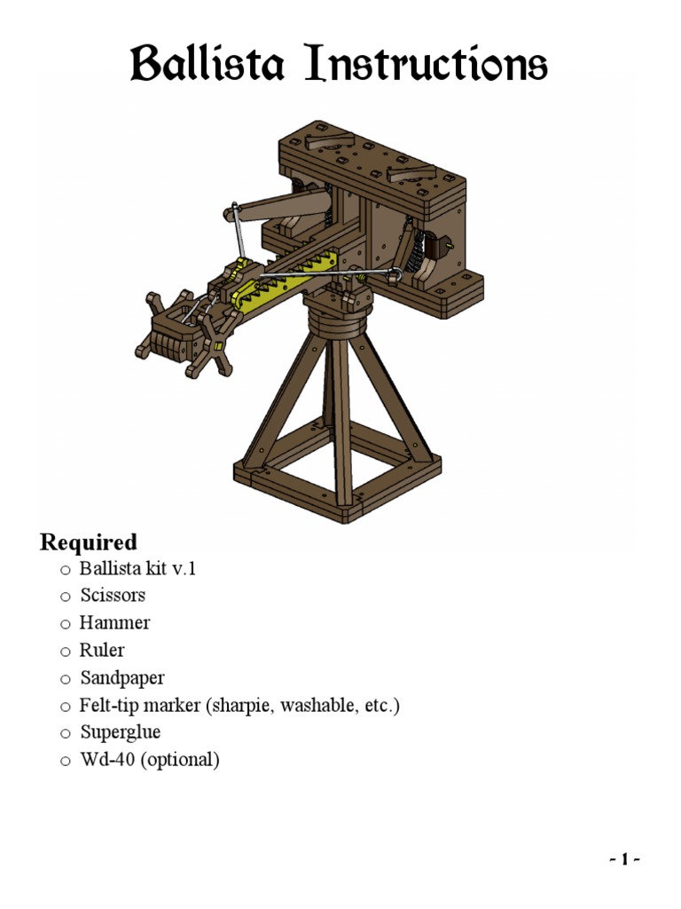 Ballista Assembly Instructions Guide | PDF | Manufactured Goods