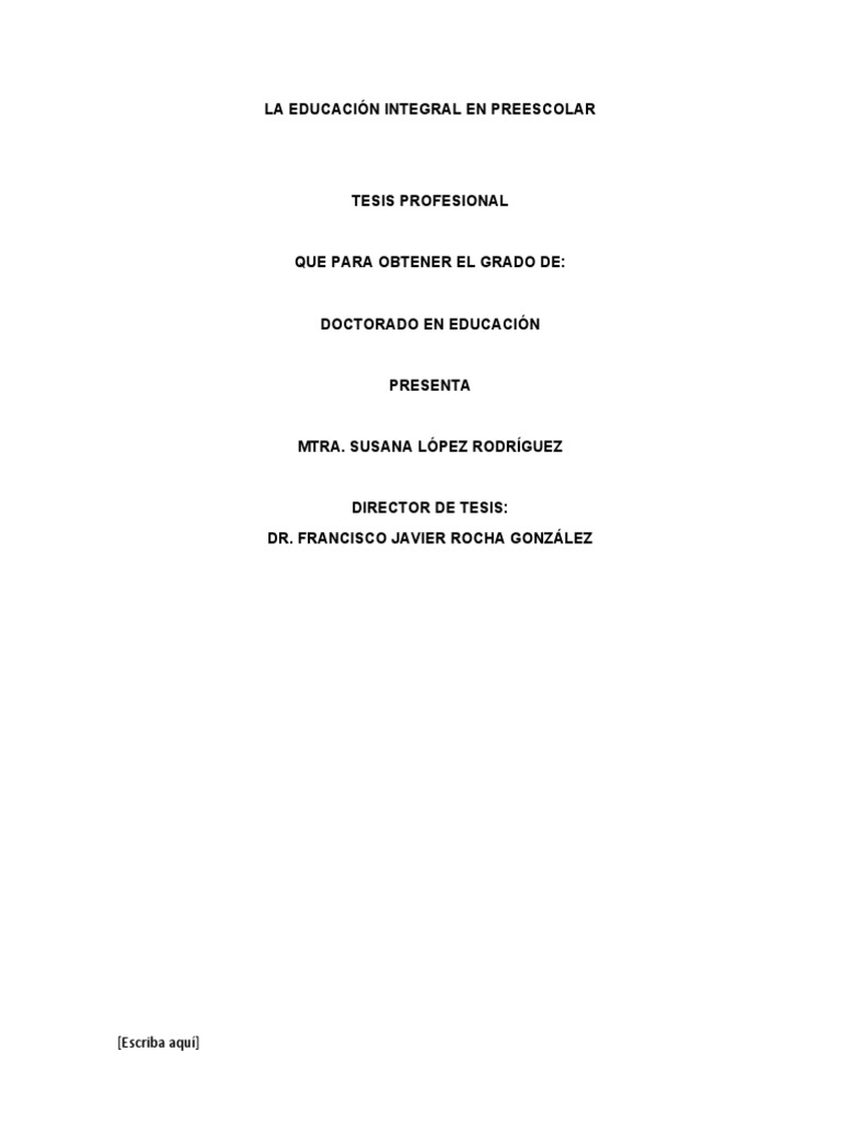 Educación Integral en Preescolar | PDF | Pedagogía | Educación de la ...