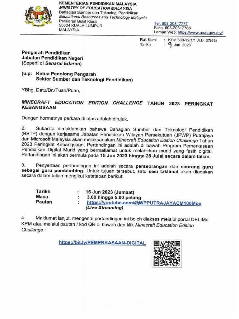 Surat Minecraft Education Edition Challenge Pdf