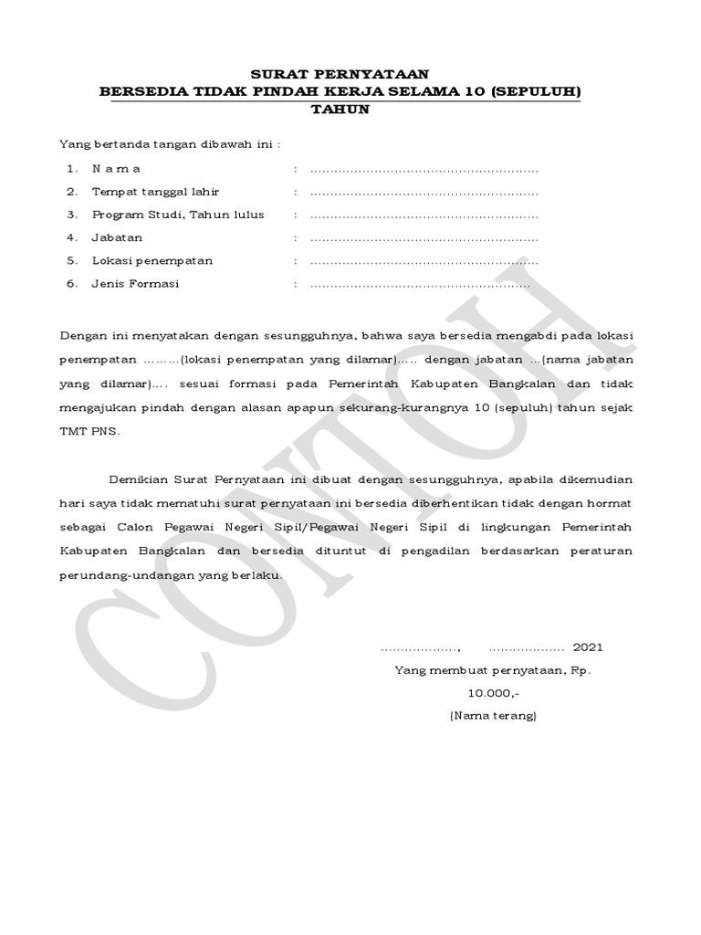 Surat-Pernyataan-Tidak-Pindah-2021 Publish | PDF