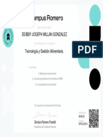 Certificado - Tecnologia y Gestion Alimentaria - DEIBBY MILLAN