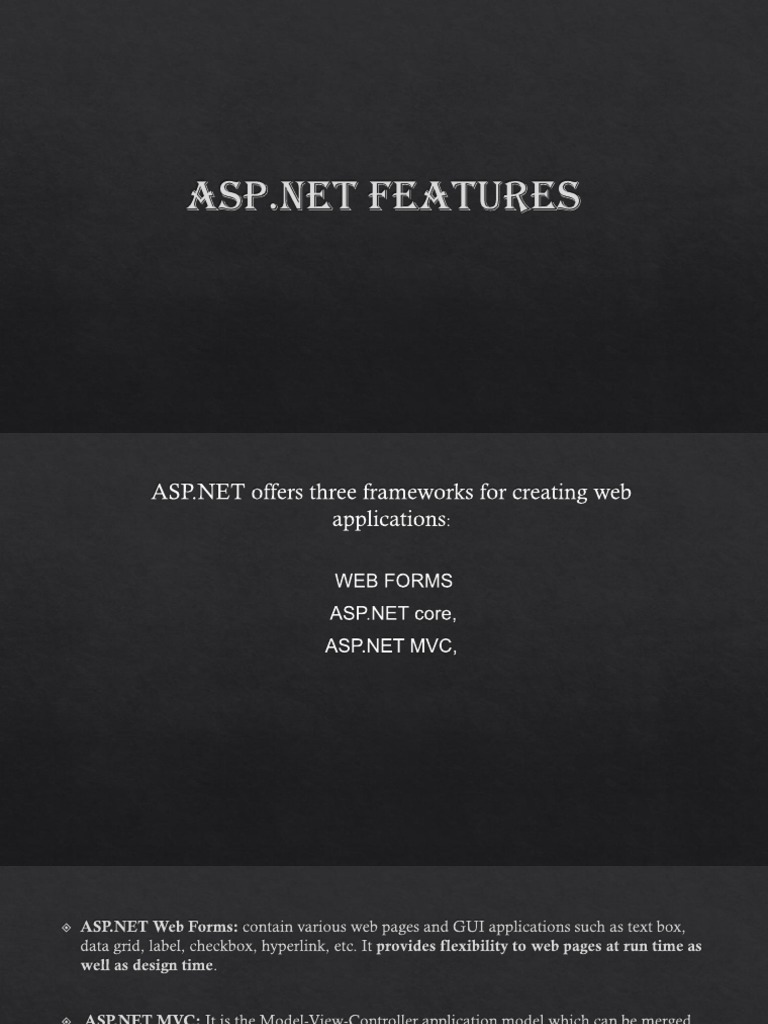 Key Features of ASP.NET Web Forms | PDF | Business | Computers