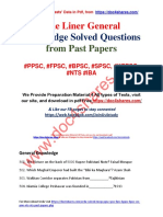 One Liner General Knowledge Solved Questions From Past Papers