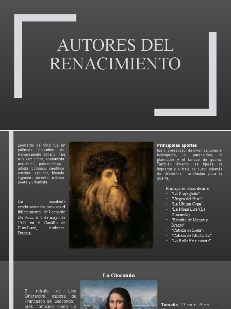 Autores y Obras del Renacimiento | PDF | Miguel Ángel | Leonardo Da Vinci