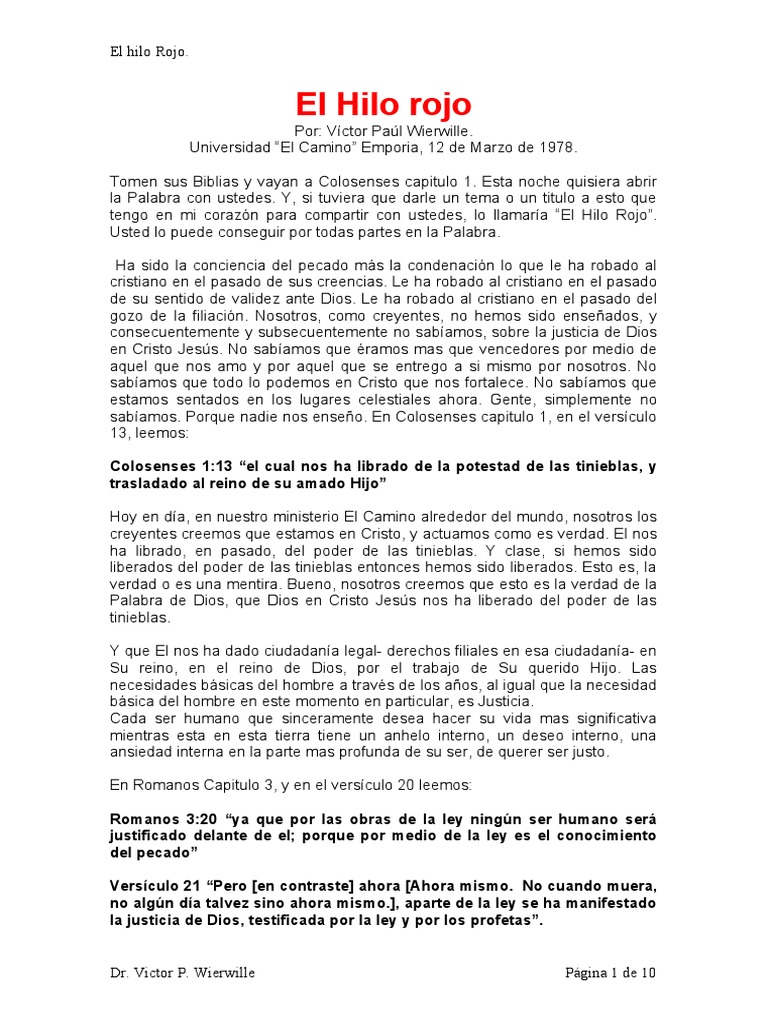 El Hilo Rojo PDF Pecado Cristo (título)