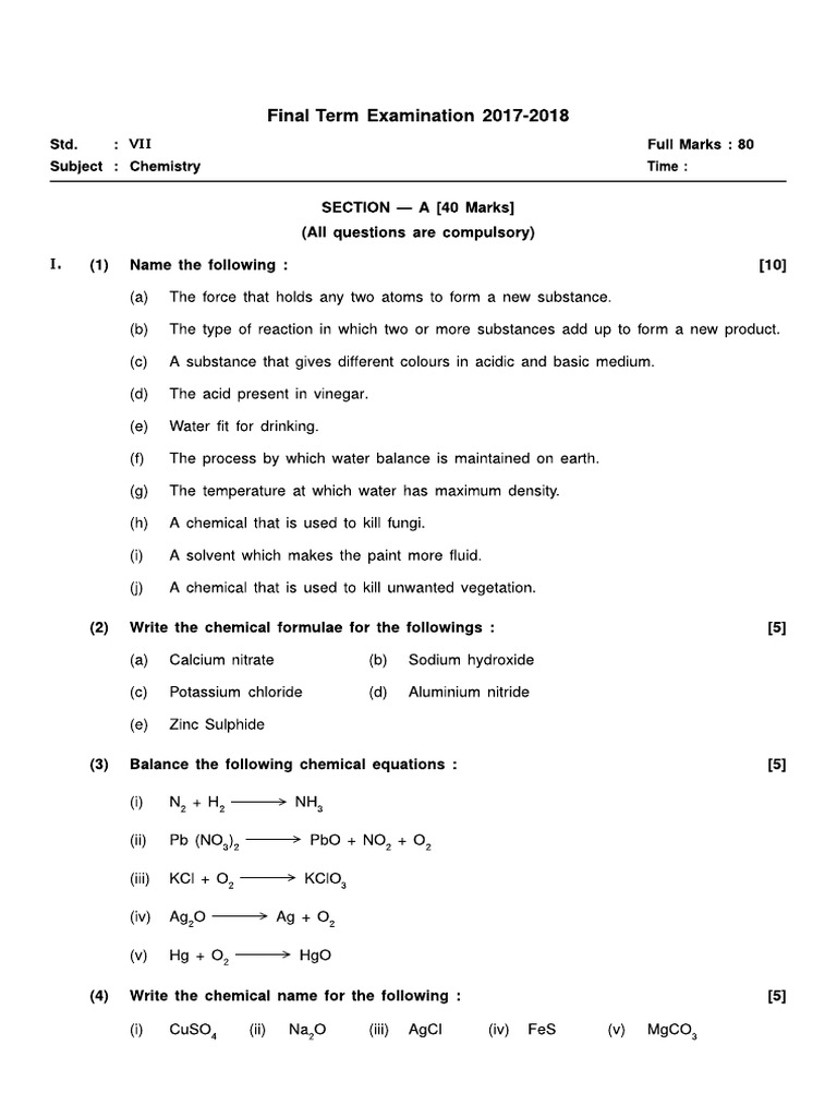 Icse Class 7 Chemistry 2018 PDF