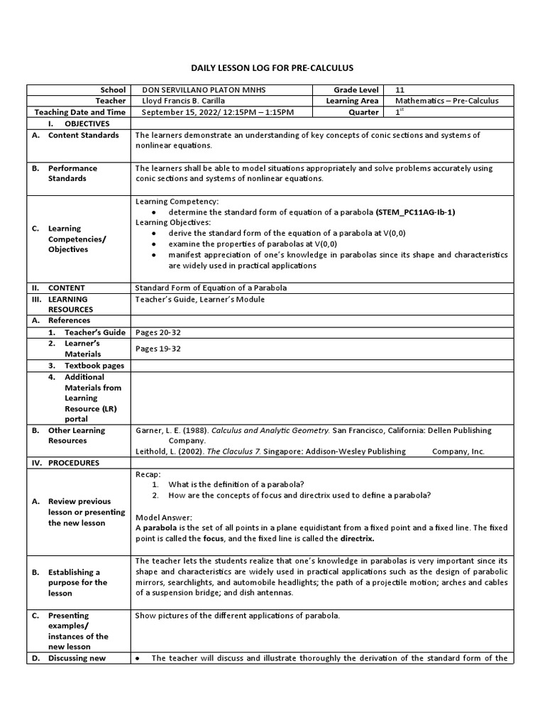 Pre cal dll week 5 pdf geometry mathematics