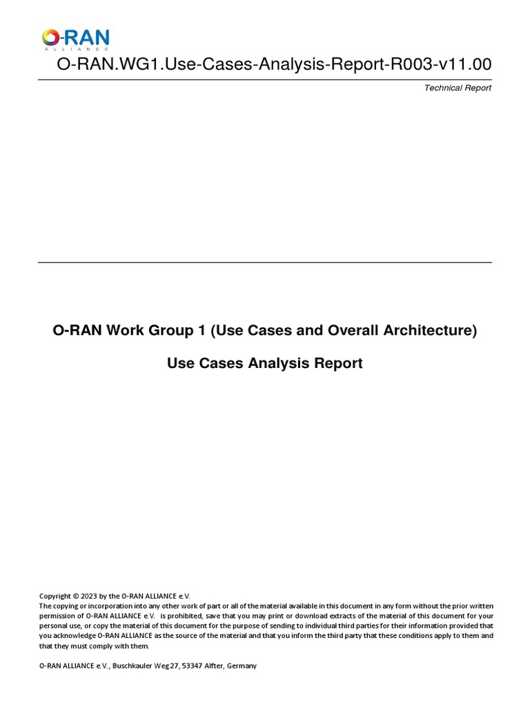 O RAN - WG1.Use Cases Analysis Report R003 v11.00 | PDF | Unmanned ...