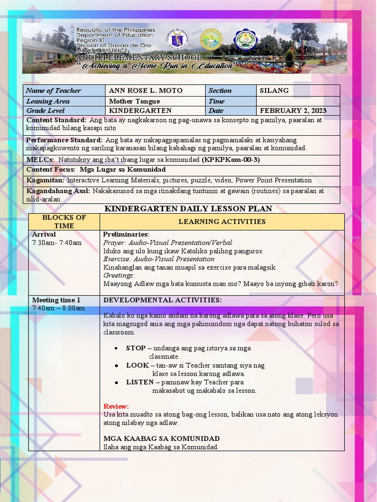 First Quarter Co Lesson Plan Places in The Community | PDF