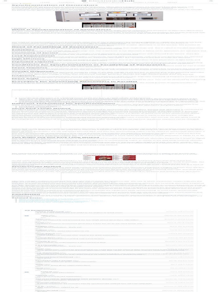 Synchronization Of Generators Electronicshub Pdf