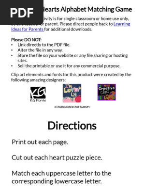 Valentine Heart Alphabet Matching Game