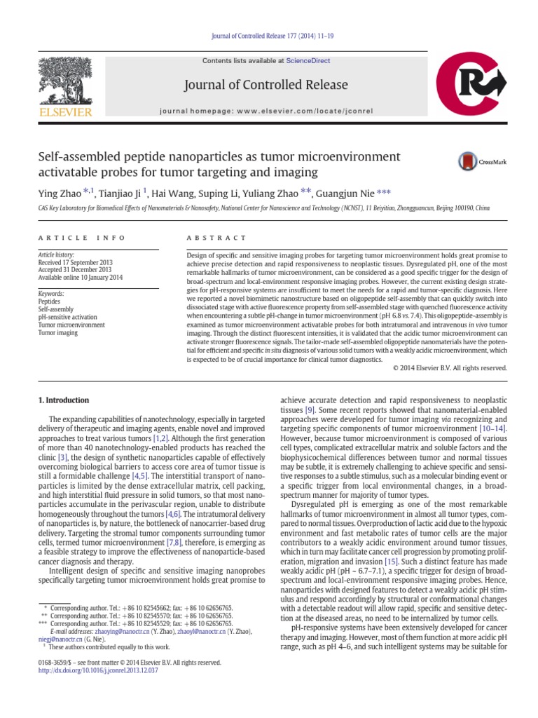 Self-Assembled Peptide Nanoparticles As Tumor Microenvironment ...